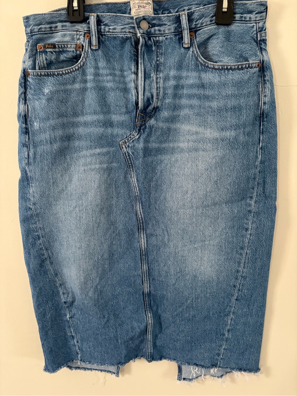 Polo RALPH LAUREN Size 32 Denim Phinley midi length Jean skirt